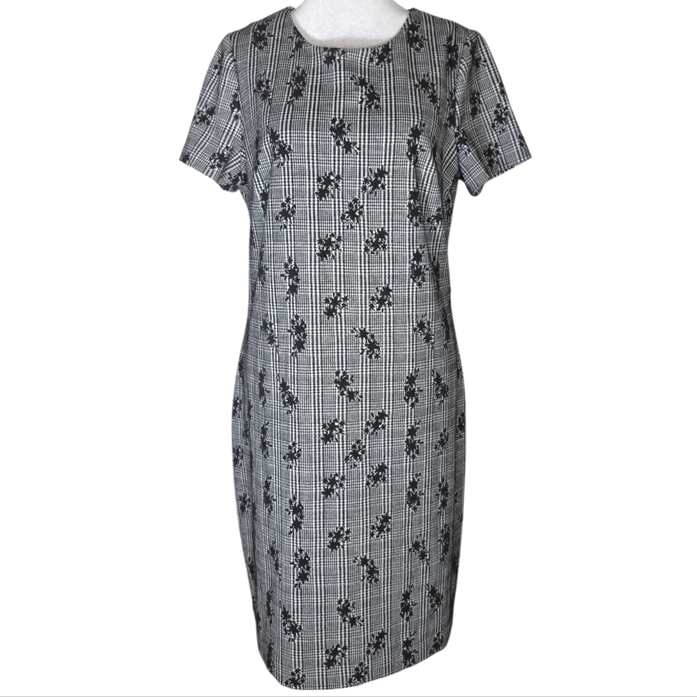 Calvin Klein Black & White Plaid Shift Dress